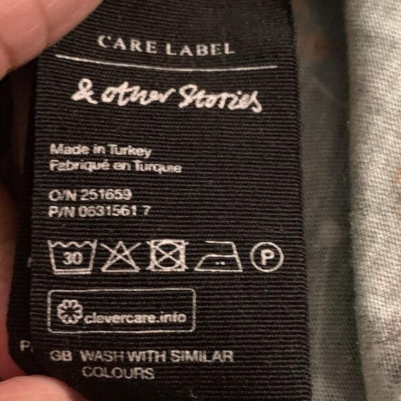 & Other Stories Baby Tee T-shirt Women's US Size 10 Medium Green-Multi Floral - Picture 7 of 11